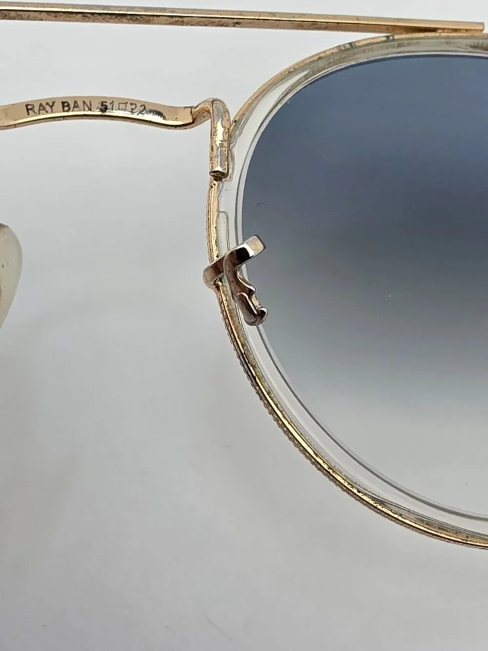 Ray-Ban RB3647N Round Double Bridge Gold Frame Blue Lens Aviator Sunglasses 51mm